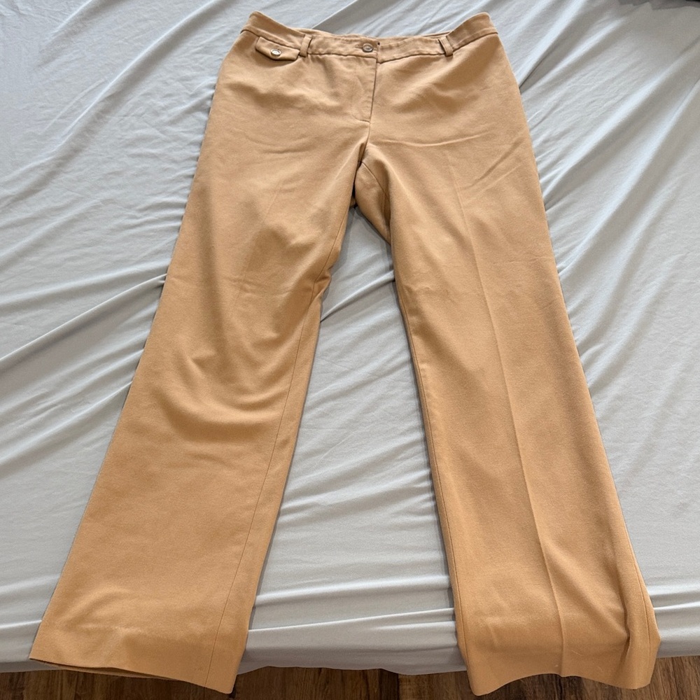 Ann Taylor Wide-Leg Dress Pants in Tan